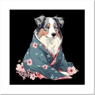 Border Collie in a Kimono Posters and Art